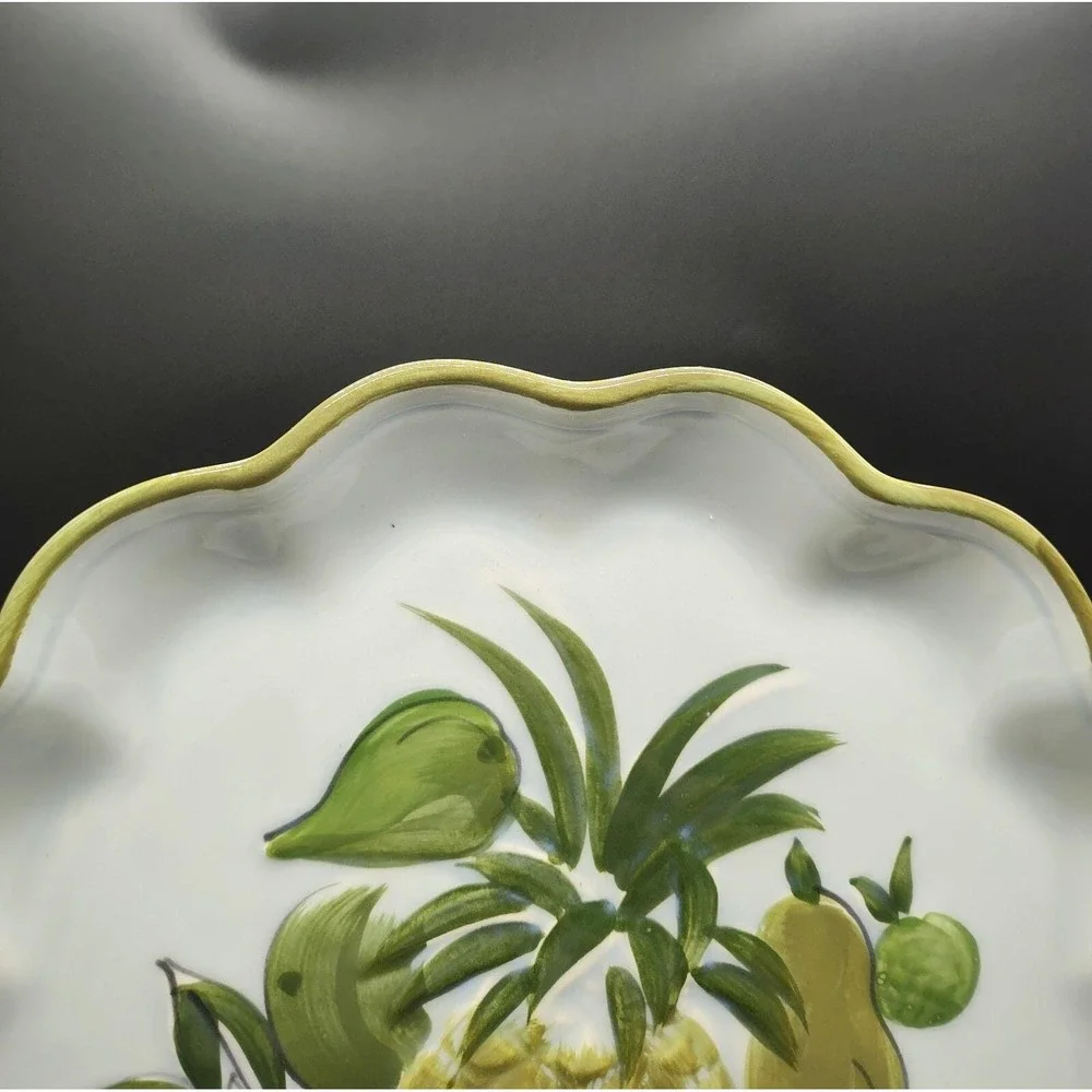 Vintage Los Angeles Pottery Platter Tray Pineapple Fruit Green Retro Apple 13